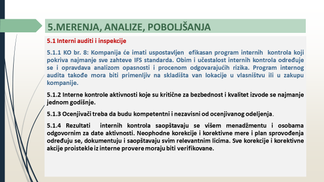 Interni audit ( (NA PRIMERU IFS FOOD STANDARDA)