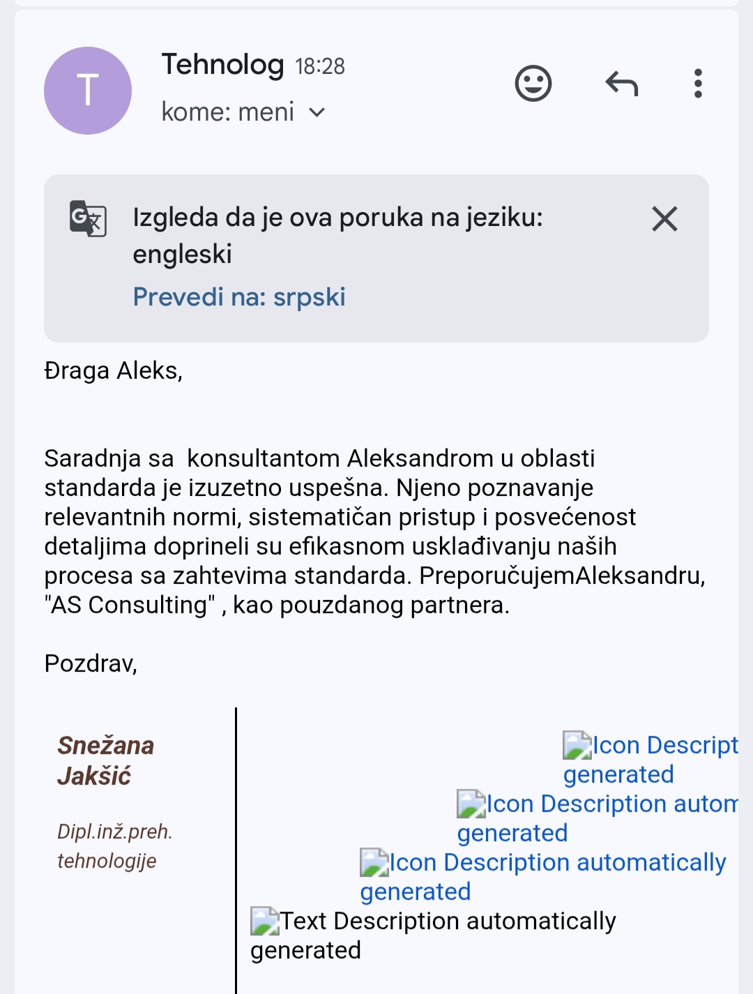 Original recommendation - Tehnolog